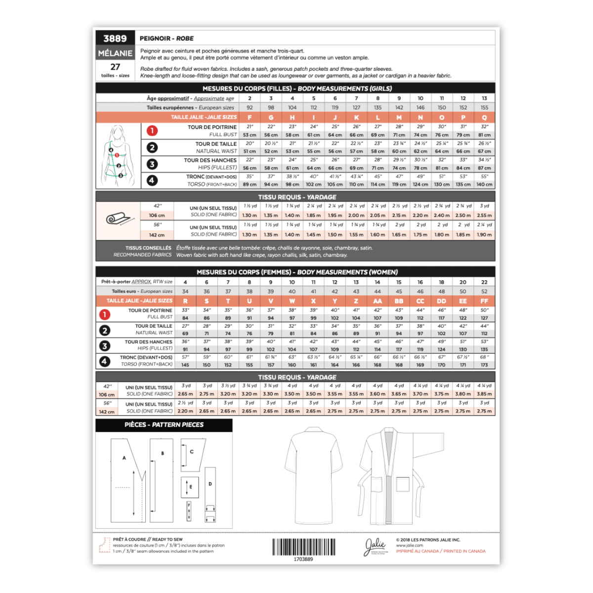 Jalie Patterns - Melanie Kimono Robe