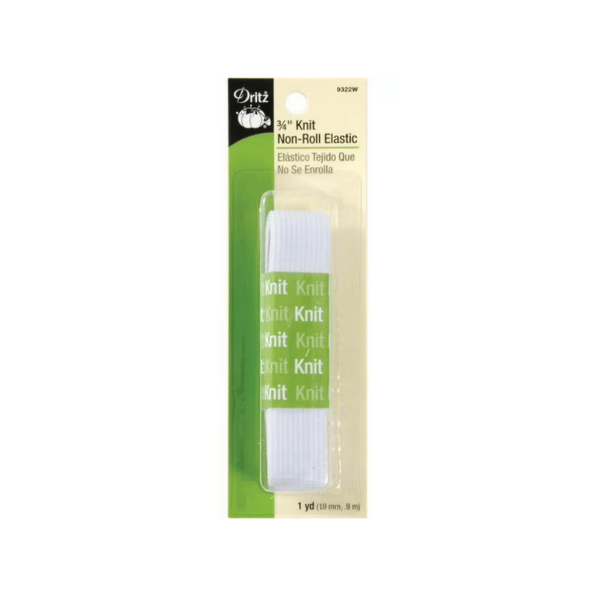 3/4" White Non-Roll Elastic - 1 yard package