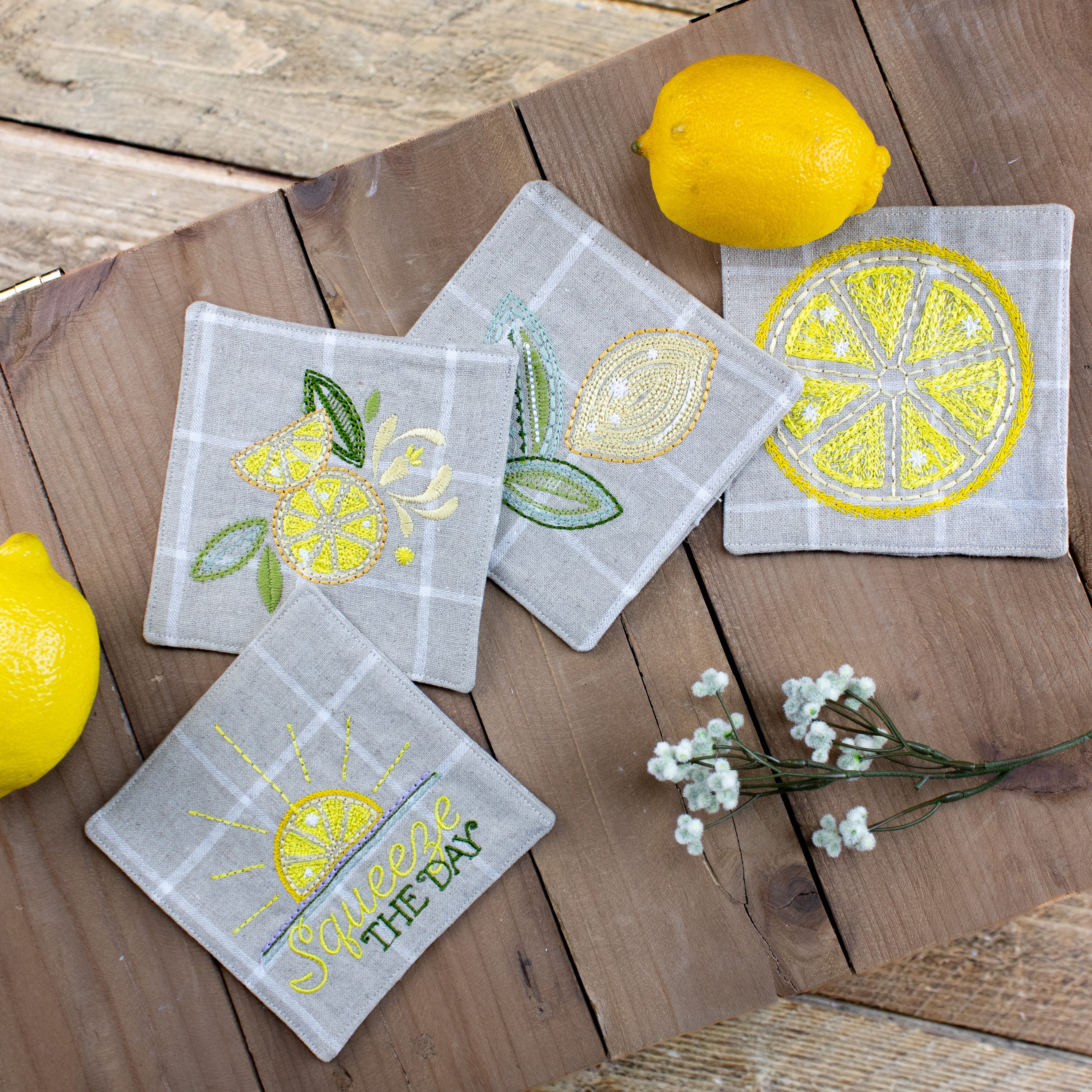 machine embroidery: make + take coasters