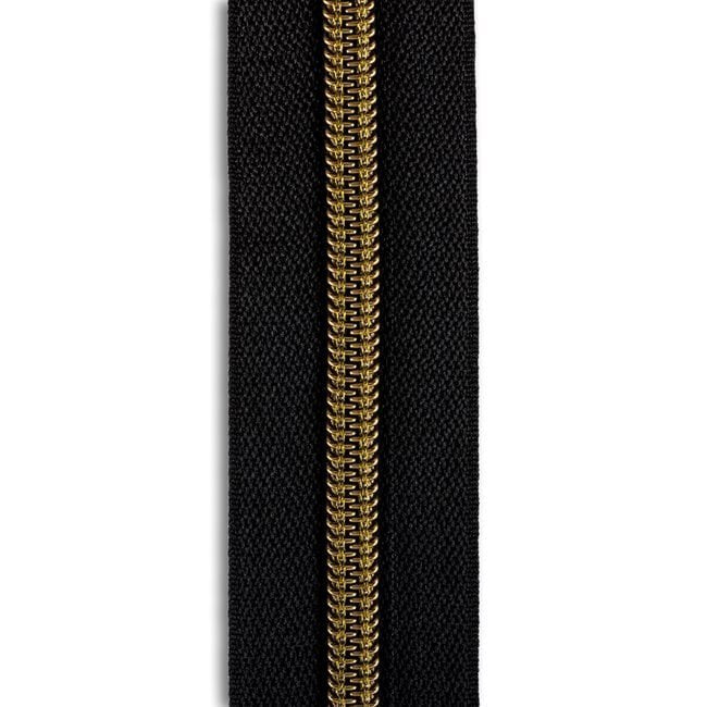 #5 Metallic Nylon Zipper By the Yard - Black