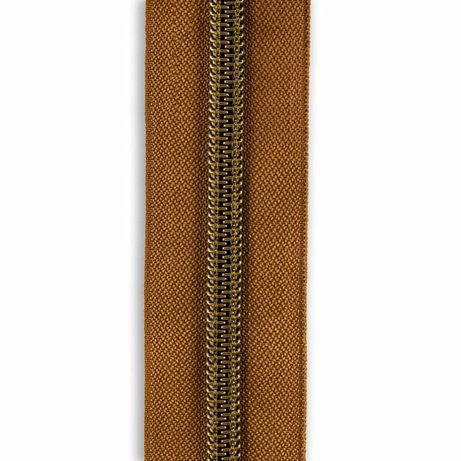 #5 Metallic Nylon Zipper By the Yard - Cinnamon