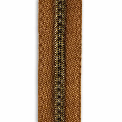 #5 Metallic Nylon Zipper By the Yard - Cinnamon
