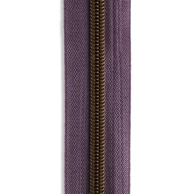 #5 Metallic Nylon Zipper By the Yard - Grape