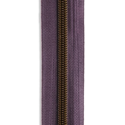 #5 Metallic Nylon Zipper By the Yard - Grape