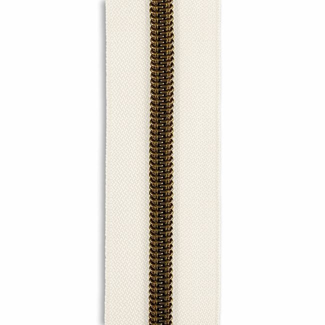 #5 Metallic Nylon Zipper By the Yard - Ivory