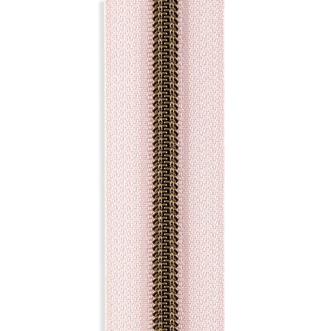 #5 Metallic Nylon Zipper By the Yard - Light Pink
