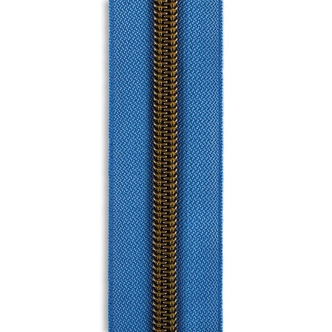 #5 Metallic Nylon Zipper By the Yard - Medium Blue