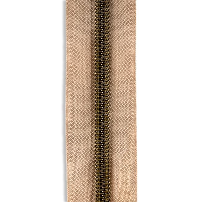 #5 Metallic Nylon Zipper By the Yard - Natural