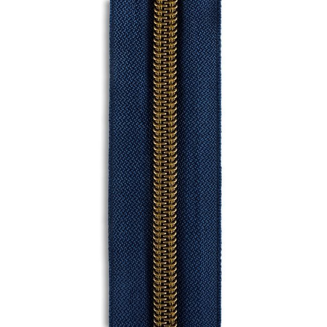 #5 Metallic Nylon Zipper By the Yard - Navy