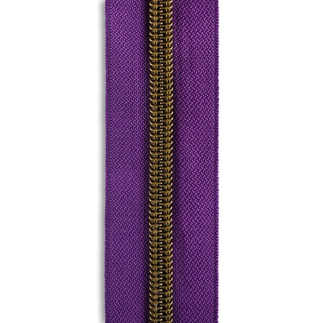 #5 Metallic Nylon Zipper By the Yard - Purple