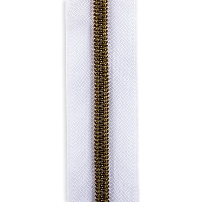 #5 Metallic Nylon Zipper By the Yard - White