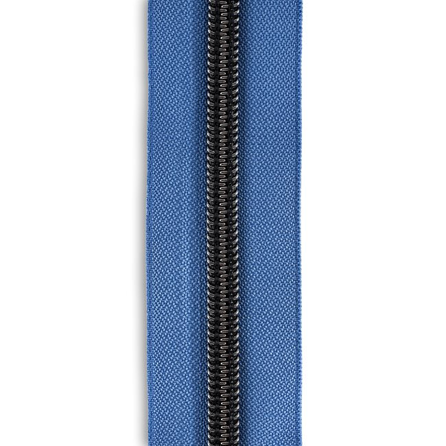 #5 Metallic Nylon Zipper By the Yard - Medium Blue