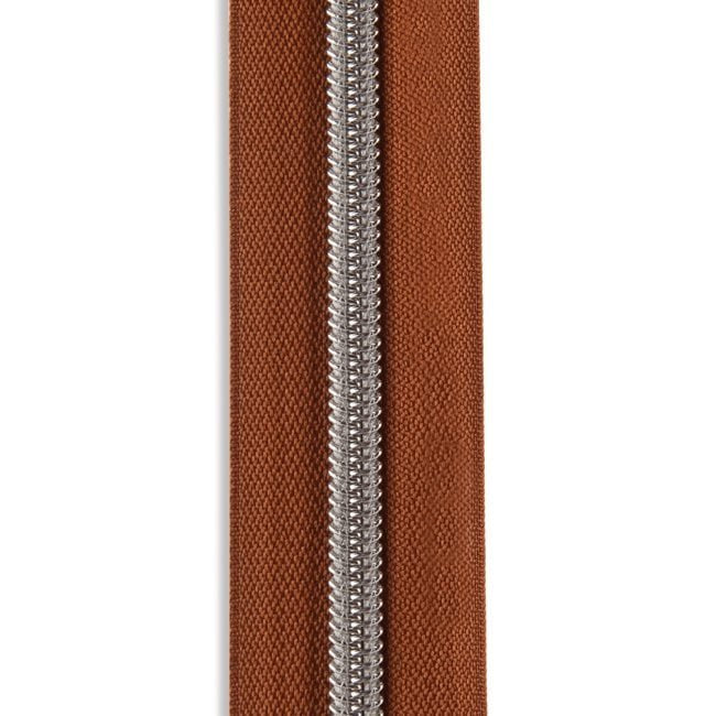 #5 Metallic Nylon Zipper By the Yard - Cinnamon