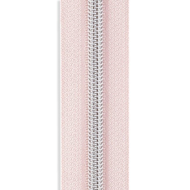 #5 Metallic Nylon Zipper By the Yard - Light Pink