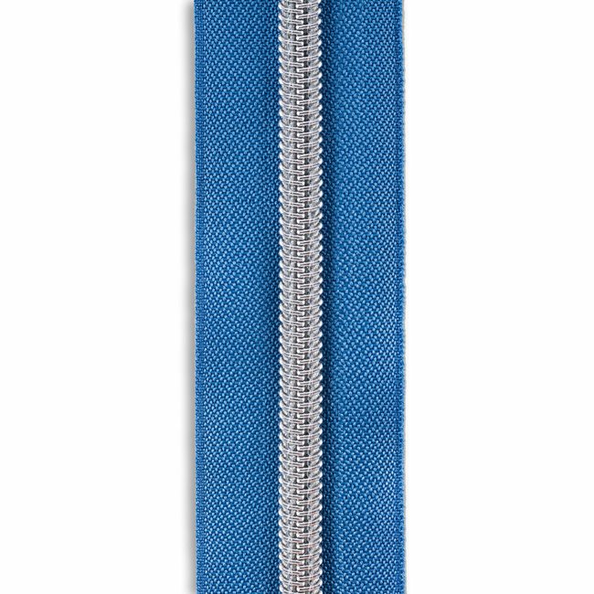 #5 Metallic Nylon Zipper By the Yard - Medium Blue
