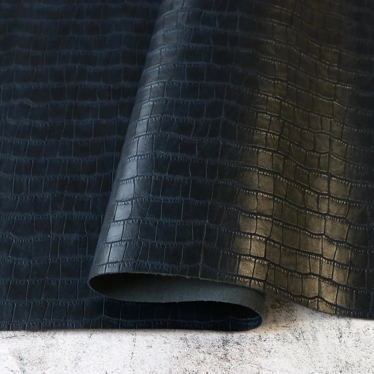 Sallie Tomato - Faux Crocodile Leather - Navy - 1/2yds 