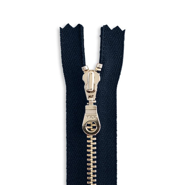 YKK Metal Zipper - Midnight with Nickle Donut Pull