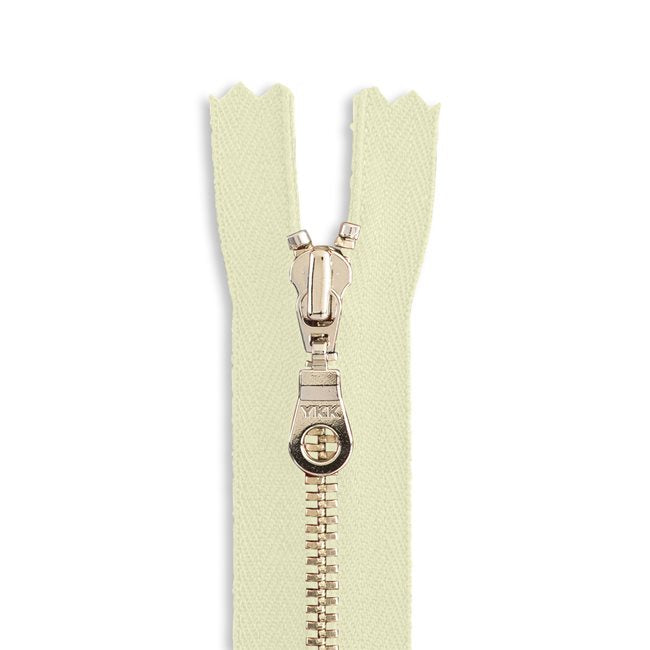 YKK Metal Zipper - Antique White with Nickle Donut Pull