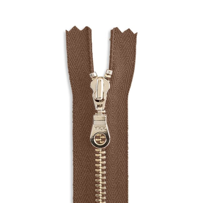 Ykk Metal Zipper - Chocolate with Nickle Donut Pull