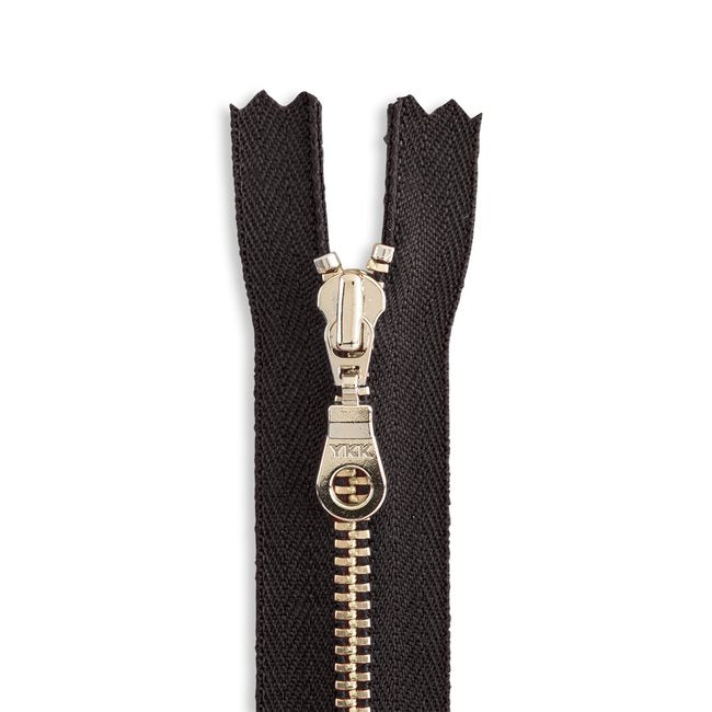 YKK Metal Zipper - Black with Nickle Donut Pull