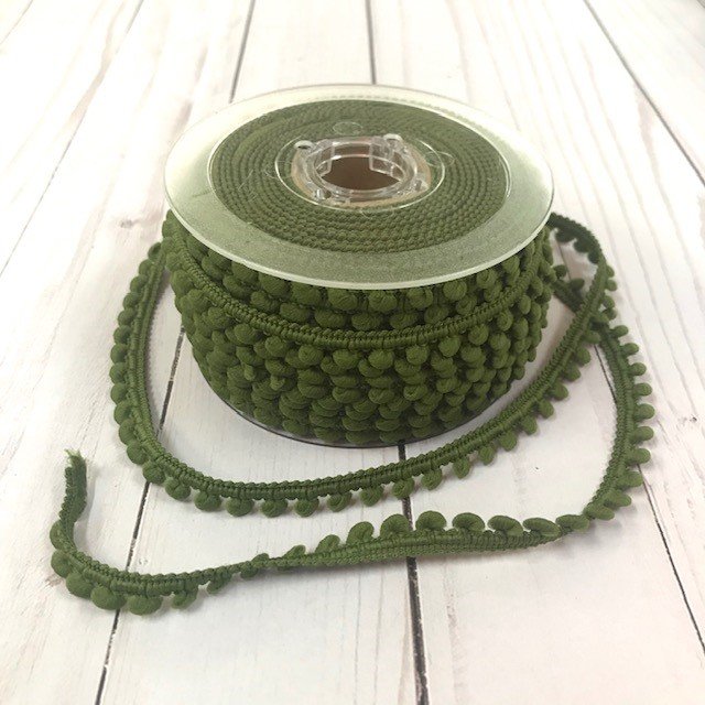 Mini Pom Pom Trim - Olive