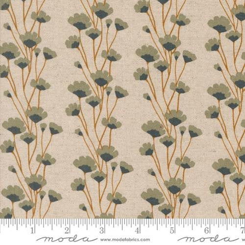 Rainier Linen Canvas - Overcast Flower Chains - Eggshell