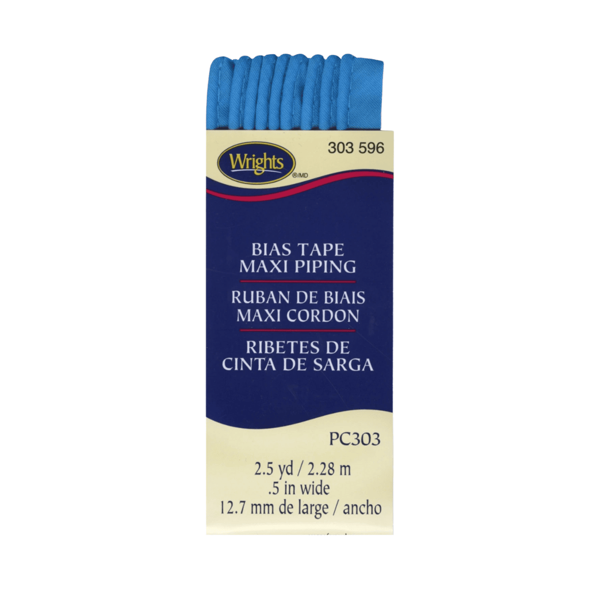 Wrights Bias Tape Maxi Piping - 1/2" by 2-1/2 yds - Blue Jewel