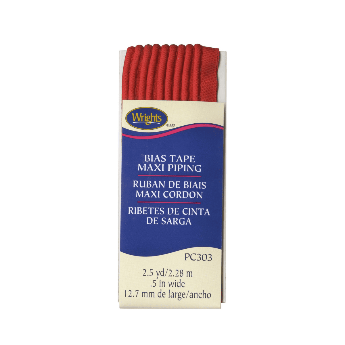 Wrights Bias Tape Maxi Piping - 1/2" by 2-1/2 yards - Scarlet
