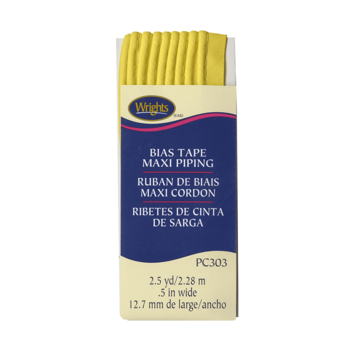 Wrights Bias Tape Maxi Piping - 1/2" by 2-1/2 yards - Canary