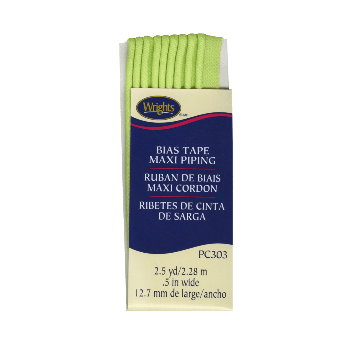 Wrights Bias Tape Maxi Piping - 1/2" by 2-1/2 yards - Lime Green