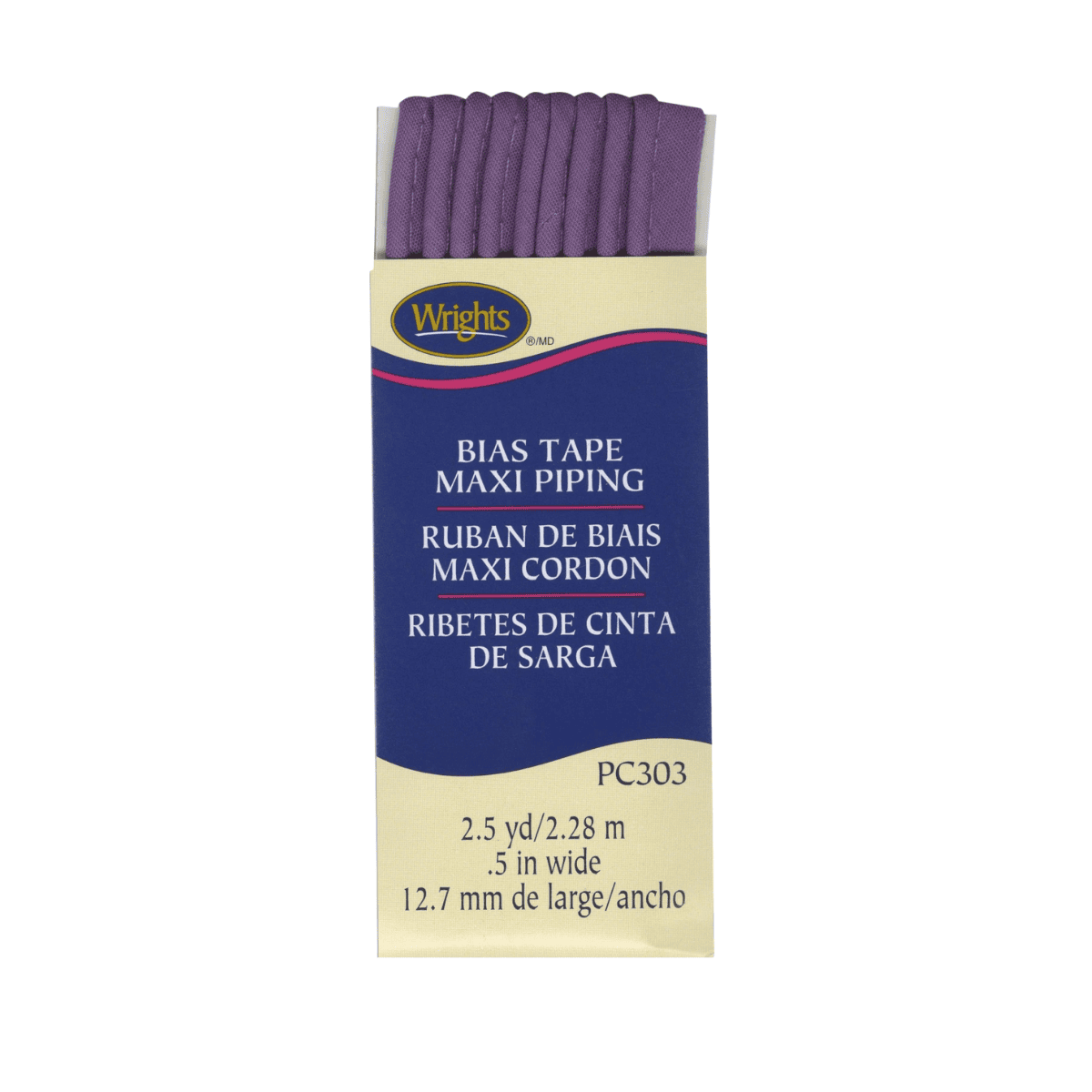 Wrights Bias Tape Maxi Piping - 1/2" by 2-1/2 yds - Purple