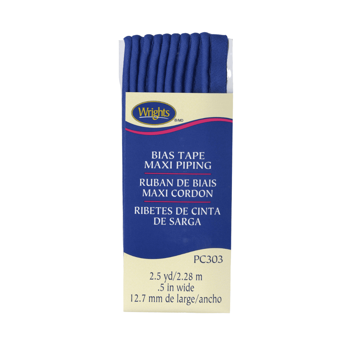 Wrights Bias Tape Maxi Piping - 1/2" by 2-1/2 yds - Yale Blue