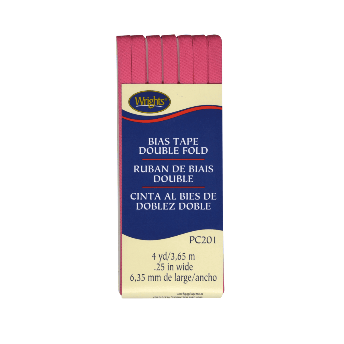 Wrights Double Fold Tape Berry Sorbet - 1/4" by 4 yds