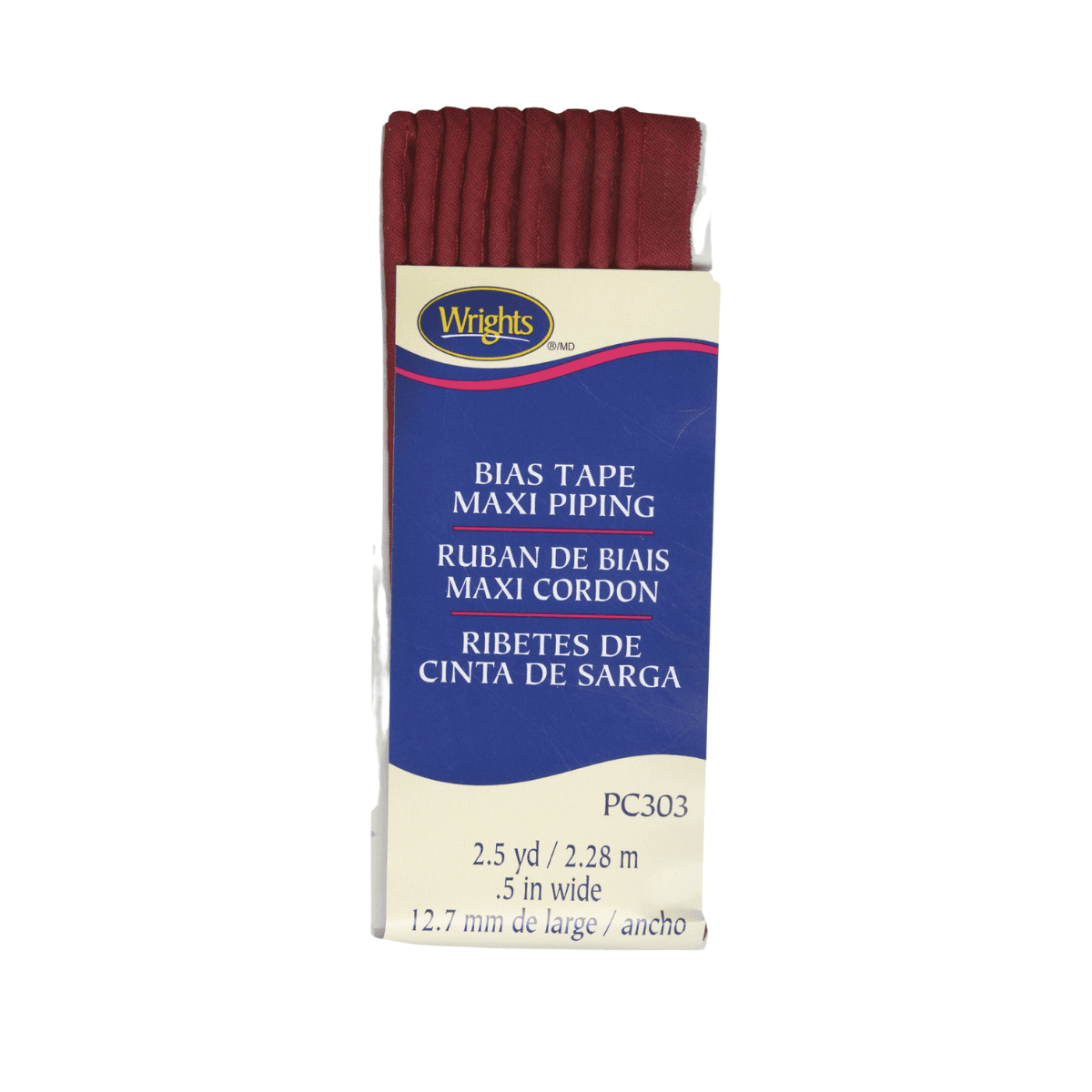 Wrights Bias Tape Corded Piping - 1/2" wide by 2-1/2 yards - Brick