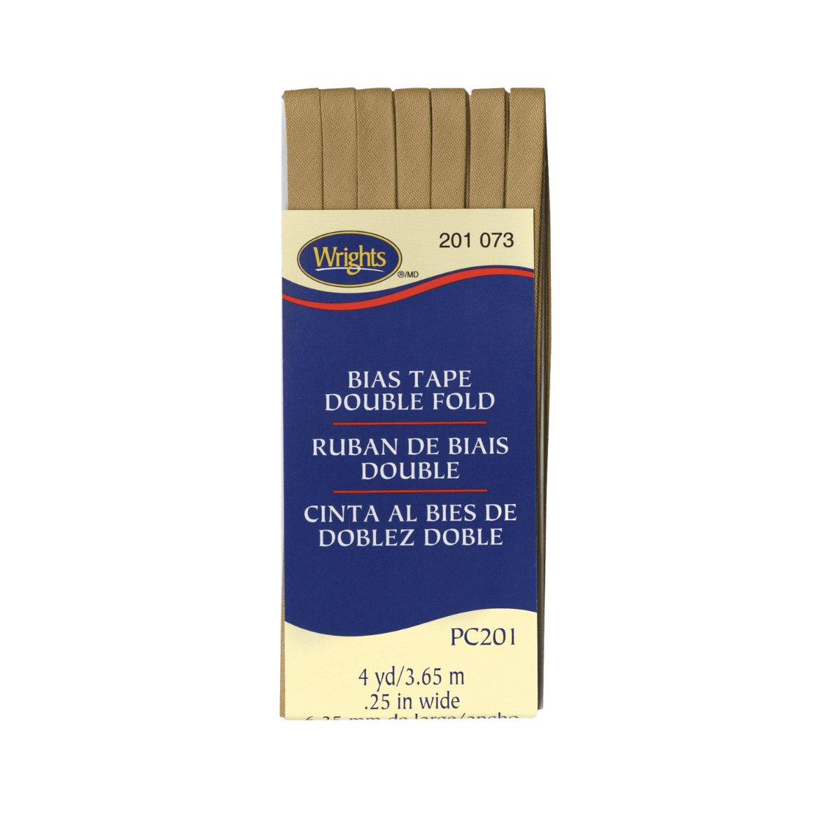 Wrights Double Fold Bias Tape Tan - 1/4" x 4 yds