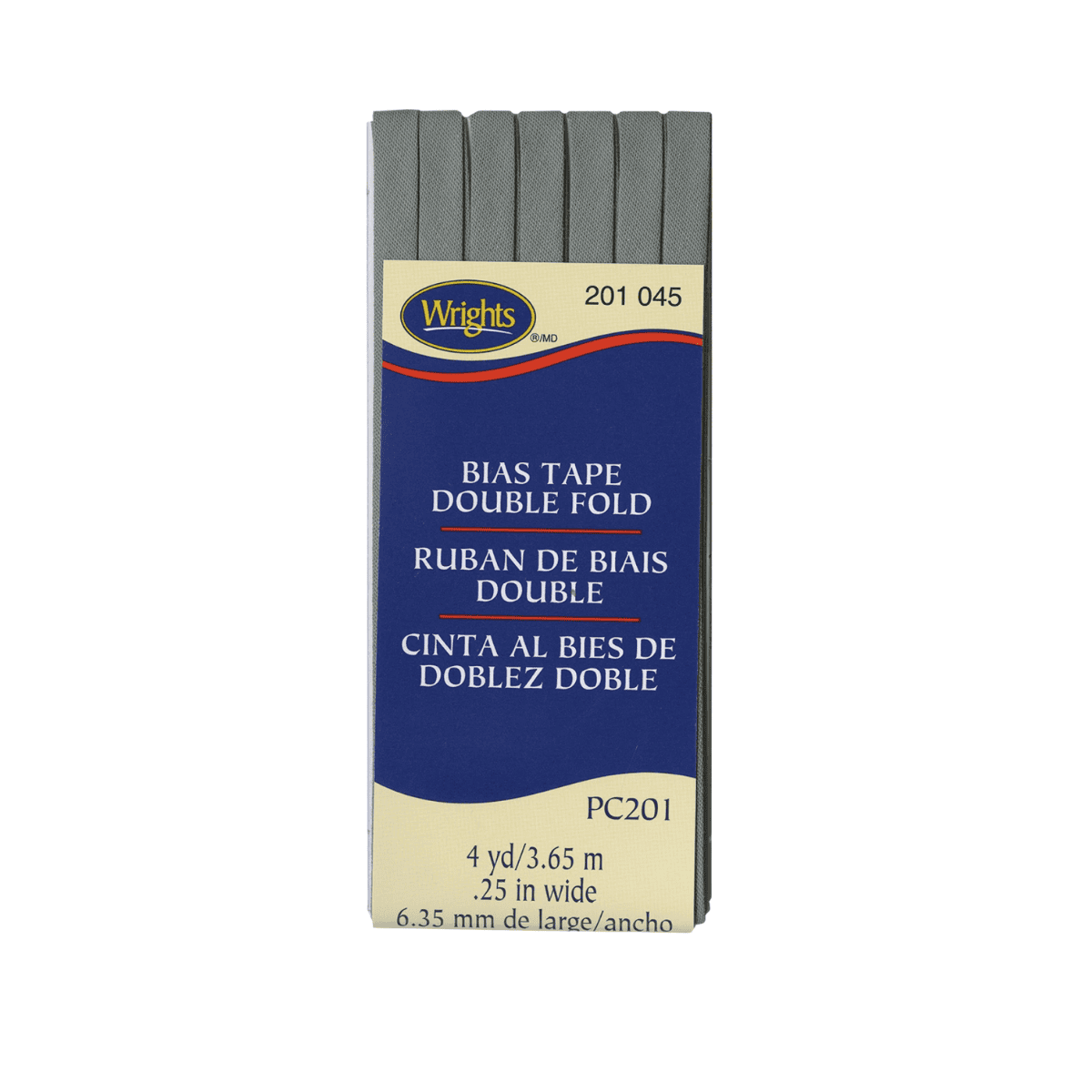 Wrights Double Fold Bias Tape - Light Gray - 1/4" x 4 yds