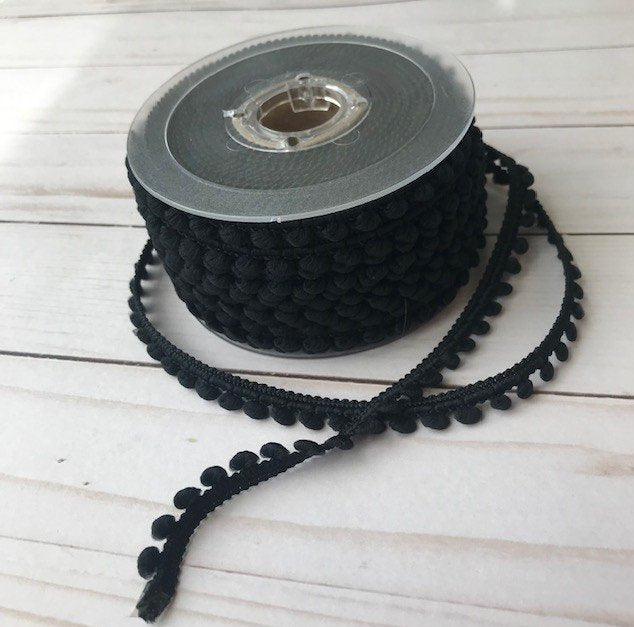Mini Pom Pom Trim - Black