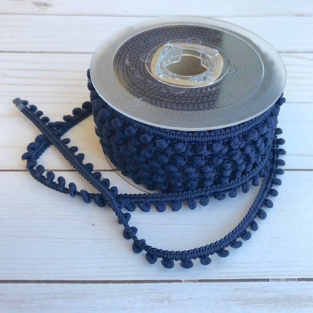 Mini Pom Pom Trim - Navy