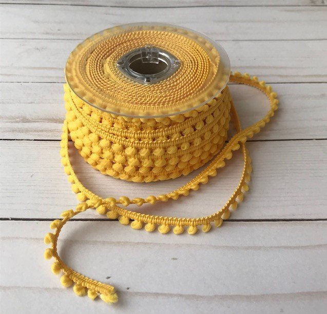 Mini Pom Pom Trim - Yellow