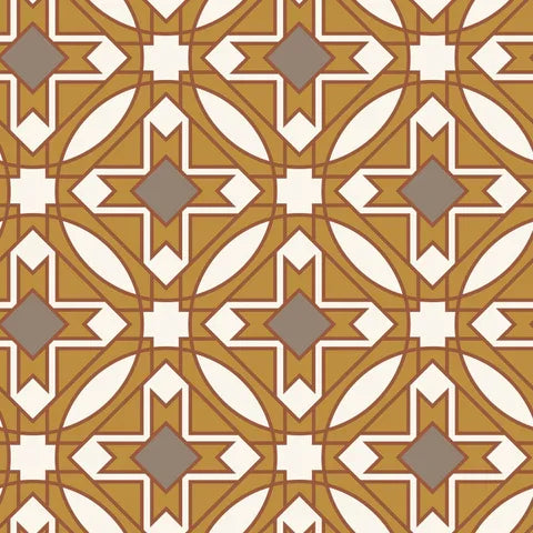 Wright Prisms Barkcloth - Prism - Mustard and Brown