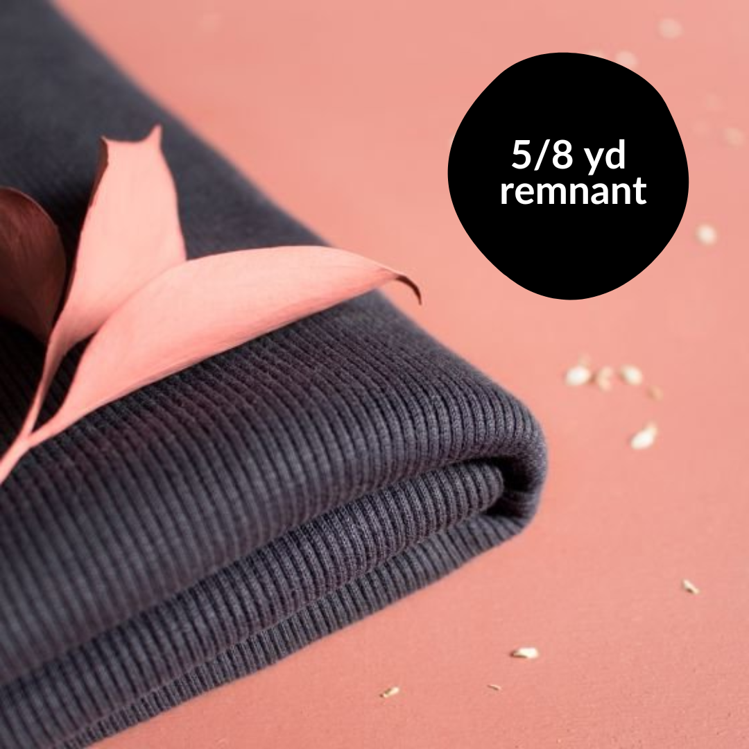 Remnant 5/8 yd - Atelier Brunette Rib Knit - Night