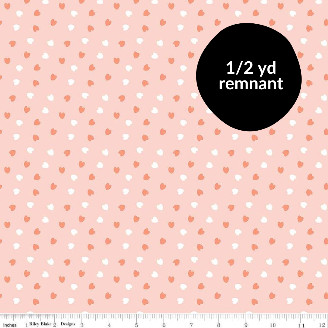 Remnant 1/2 yd - Make a Pretty Life - Hearts - Blush Flannel