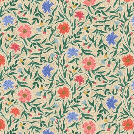 One Yard Cuts - Vintage Garden - Aster - Cream Metallic