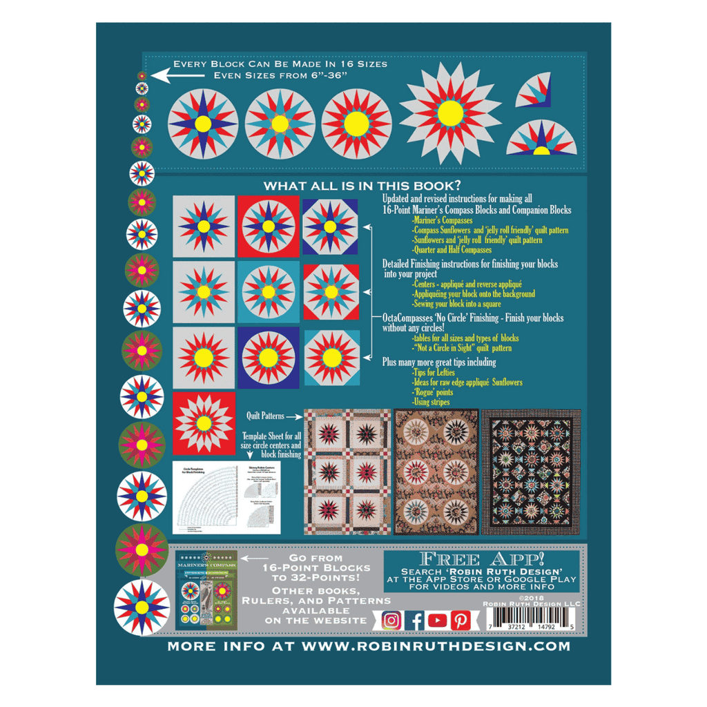 Skinny Robin 16-Point Mariner's Compass Book and Ruler Combo