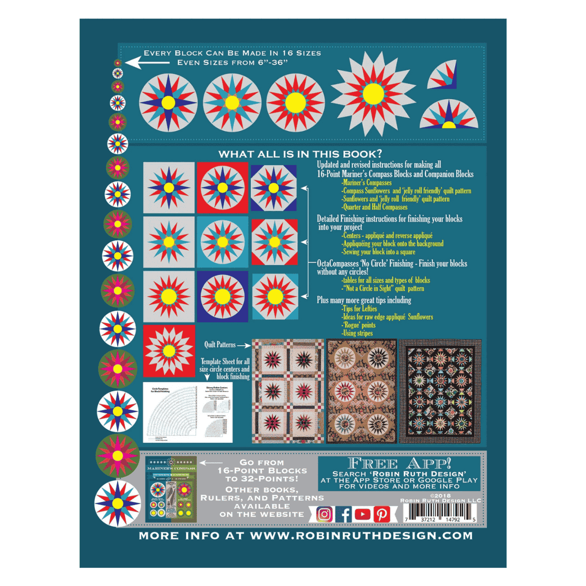 Skinny Robin 16-Point Mariner's Compass Book and Ruler Combo