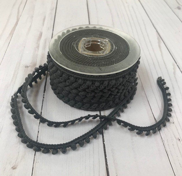 Mini Pom Pom Trim - Steel