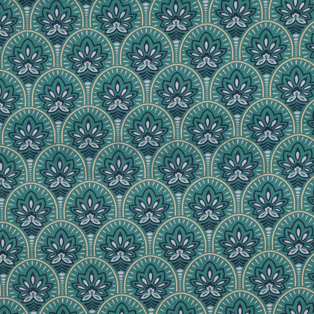 Coated Cotton - Abstract Arch - Teal