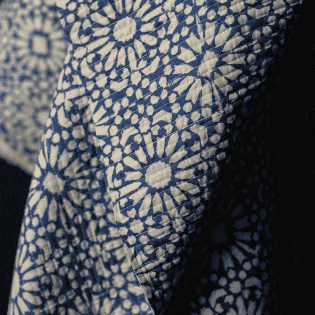 Quilted Indian Print Cotton - Papercut - Blue