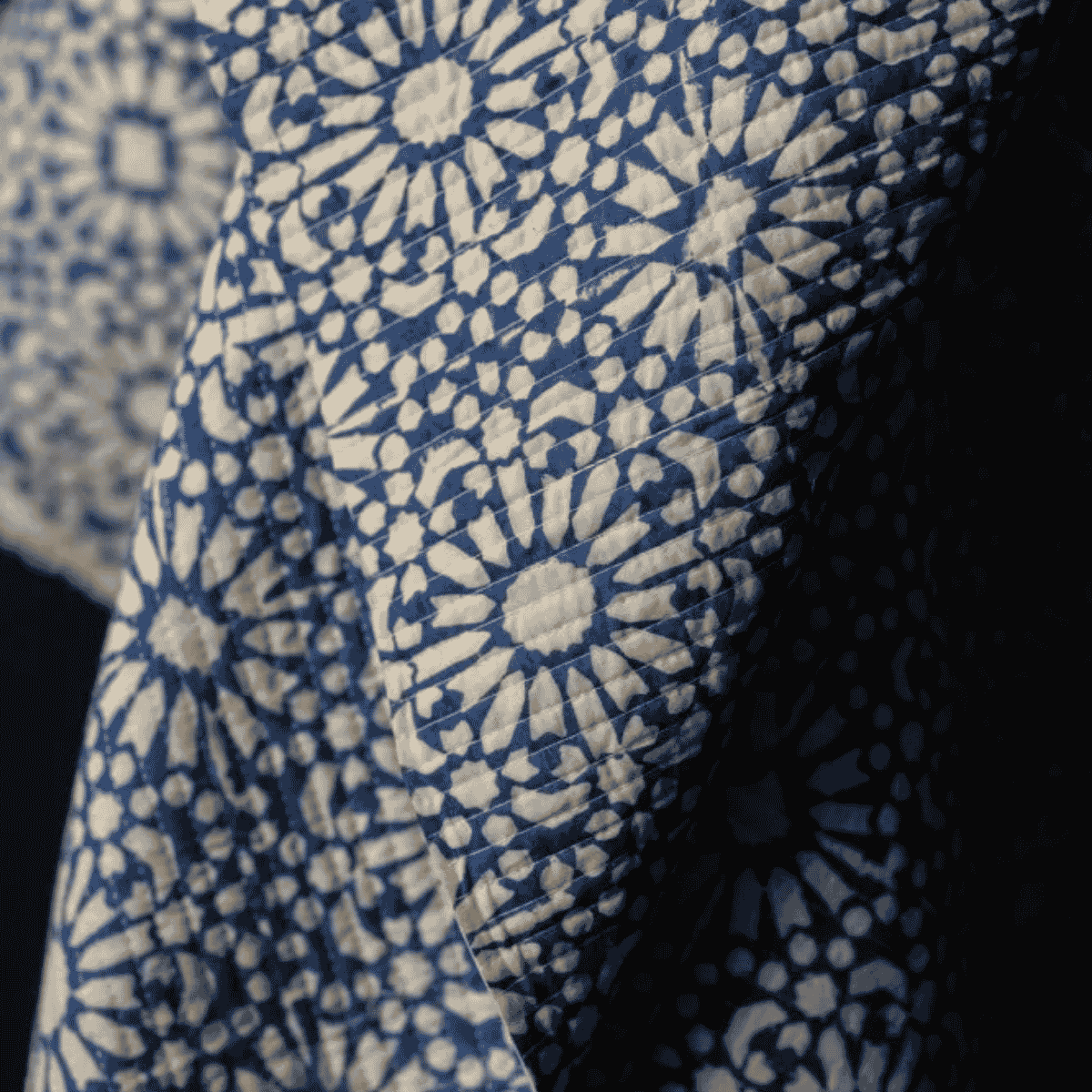 Quilted Indian Print Cotton - Papercut - Blue