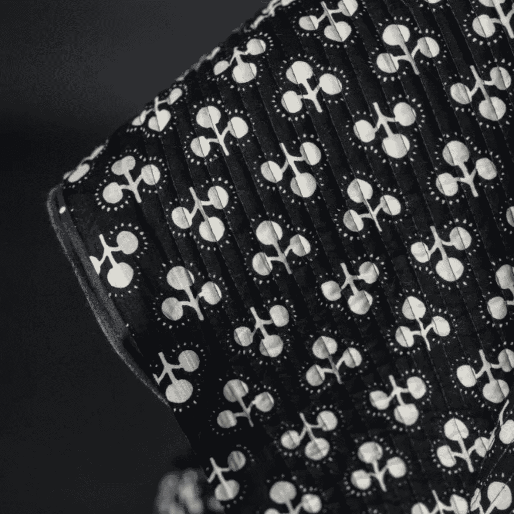 Quilted Indian Print Cotton - Bonsai - Black and White